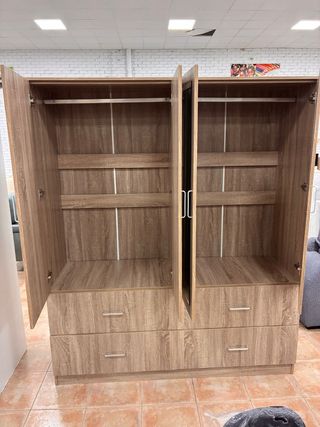 Armario 4 puertas con espejos y cajones