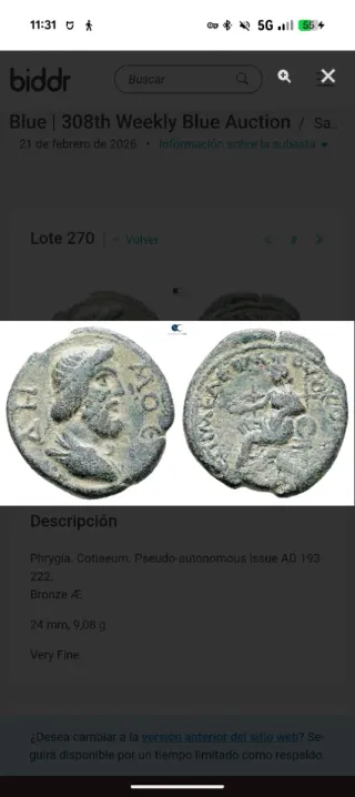 Moneda Romana provincial (193-222 d.C)