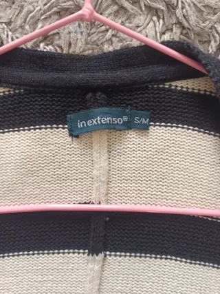 Chaleco Poncho Rayas Crema y Negro Talla Única