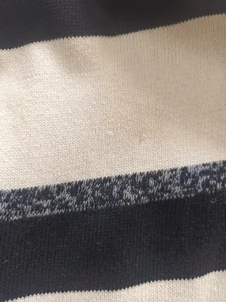 Chaleco Poncho Rayas Crema y Negro Talla Única