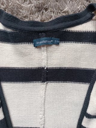 Chaleco Poncho Rayas Crema y Negro Talla Única