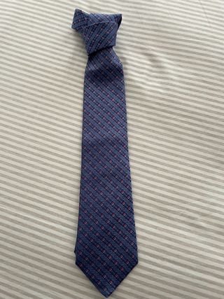 Corbata Olimpo Azul con Dibujo Rosa