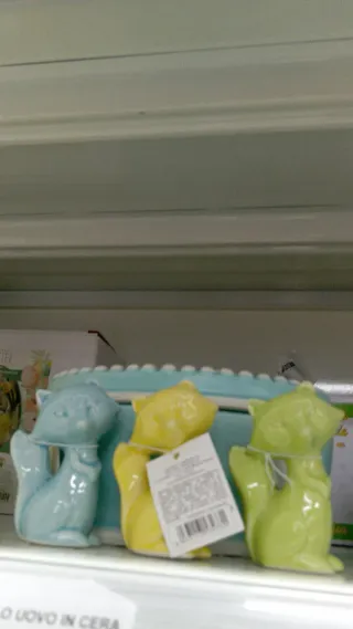 Set 3 Volpini Ceramica Azzurro Giallo Verde