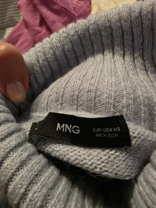 Vestido Mango Gris Cuello Alto