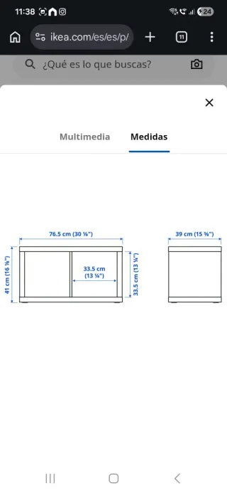 Estantería kallax roble con caja beige