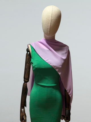 Chal capa gasa morado y verde