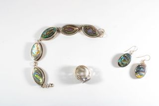 Conjunto de joyería vintage plata y abulón
