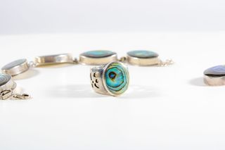 Conjunto de joyería vintage plata y abulón