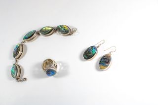 Conjunto de joyería vintage plata y abulón