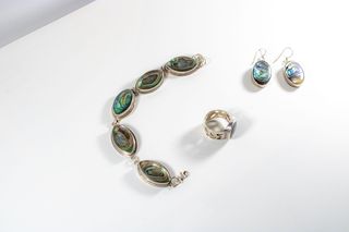 Conjunto de joyería vintage plata y abulón