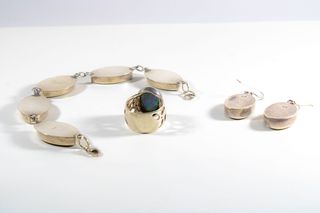 Conjunto de joyería vintage plata y abulón