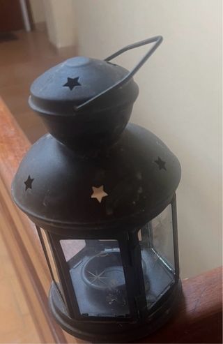 3 Faroles porta velas negros con estrellas