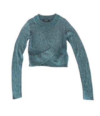 Top Curto Brilhante Cruzado