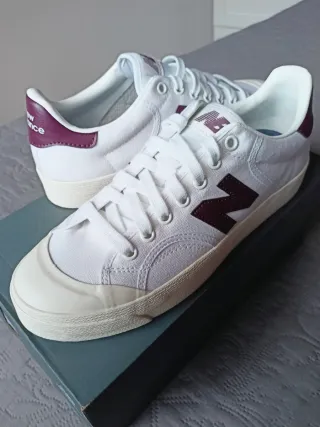 New Balance BB100 talla 40 blanco/granate