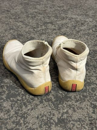 Vintage Prada White Leather Side Zip Ankle boots