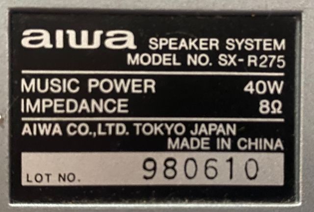 Altavoces Aiwa SX-275 Vintage Lote de 2 altavoces