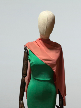 Chal capa gasa naranja y verde