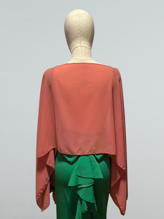 Chal capa gasa naranja y verde