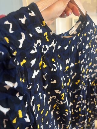 Vestido estampado azul y amarillo