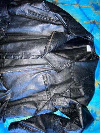 Chaqueta Piel Negra Cruzada talla 48