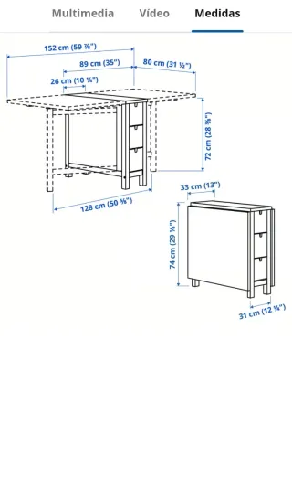 Mesa plegable de madera Ikea