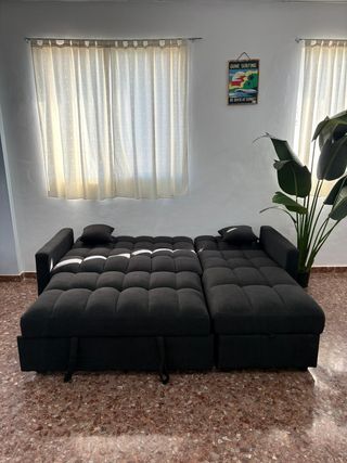 Sofá cama chaise longue negro oferta