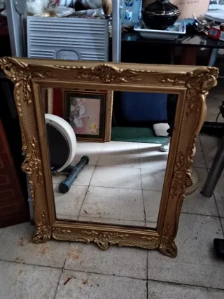 Espejo Barroco Madera Dorada Marco Grande