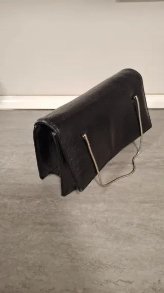 Bolso vintage piel negro cadena