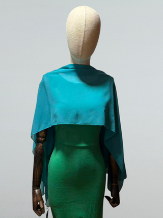 Chal capa gasa verde y turquesa