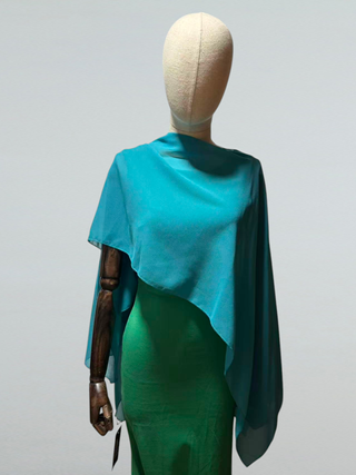 Chal capa gasa verde y turquesa