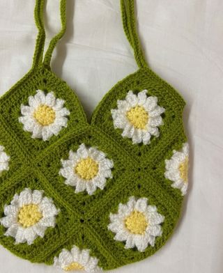 Bolso Crochet Hecho a Mano Flores Margaritas