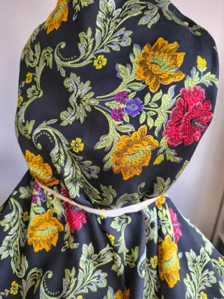 Tela traje Fallera / Regional Negro Multicolor