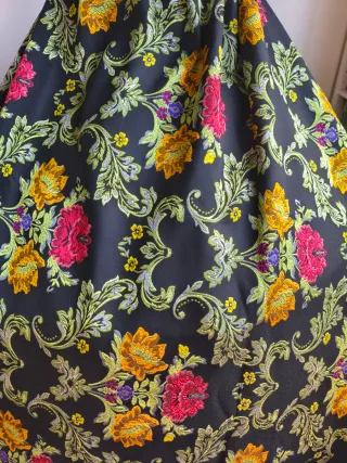 Tela traje Fallera / Regional Negro Multicolor