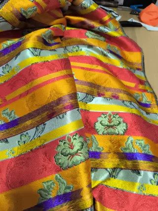 Tela traje Fallera / Regional Negro Multicolor