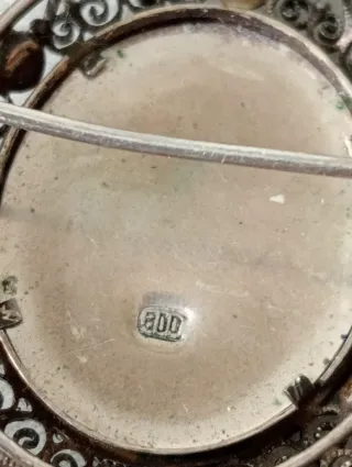 Antiguo broche y colgante plata 800 y coral