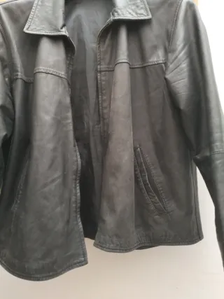 Giubbotto vera pelle vintage nero tg 52