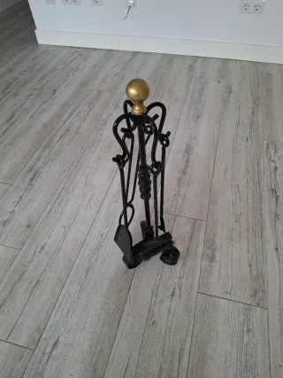 Set Accesorios Chimenea Metal Negro y Dorado