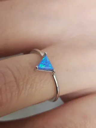 Anillo Plata 925 piedra opalo Azul