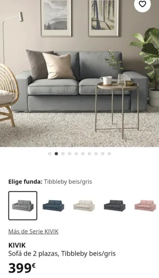 Sofá KIVIK 3 plazas gris Ikea