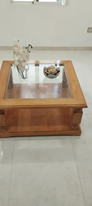 Mesa de centro madera y cristal