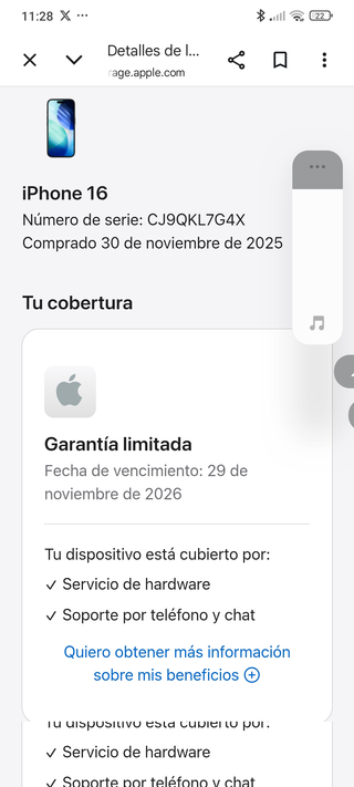 iPhone 16 128 GB Negro con garantía hasta 2026