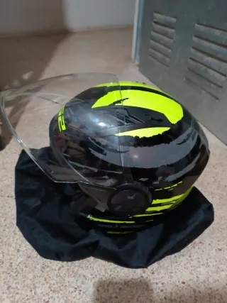 Casco Moto LS2 Jet Negro/Amarillo. Talla M.