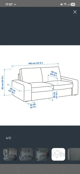 Sofá 2 plazas gris KIVIK Ikea
