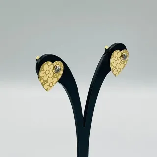 Pendientes Corazón Flores Circonita Dorados