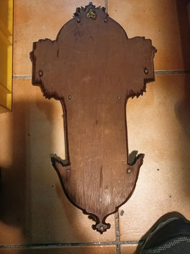 Antigua Cruz Bronce y Madera