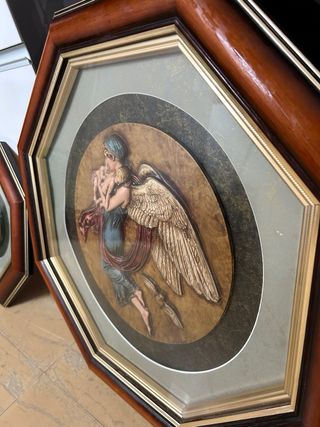 Conjunto 3 Cuadros Vintage Ángeles Relieve