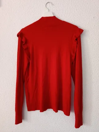 Jersey Sfera cuello alto volantes rojo