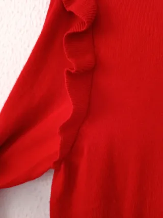 Jersey Sfera cuello alto volantes rojo