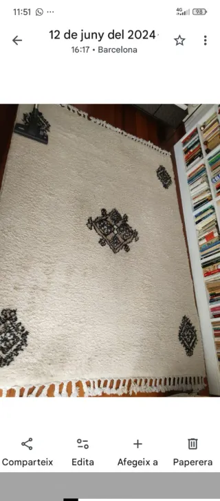 Alfombra bereber lana beige y negra