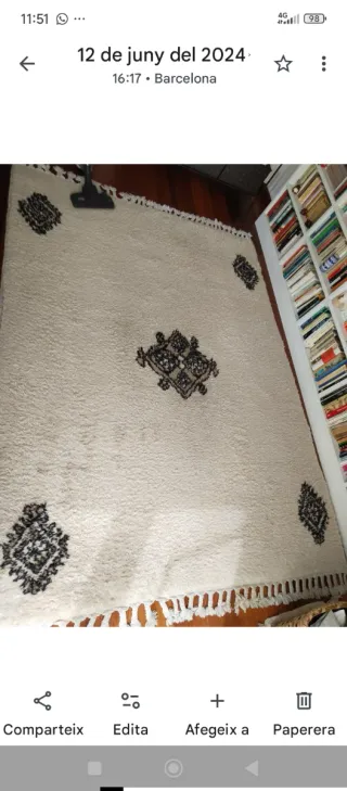 Alfombra bereber lana beige y negra